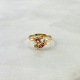 Anillo Rosas 2.4gr / T6 / Circones Rojos Oro Amarillo