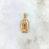 Dije Virgen de Guadalupe 5.35gr / 3.6cm / Circones Blancos-Verdes-Fucsias Oro Amarillo *