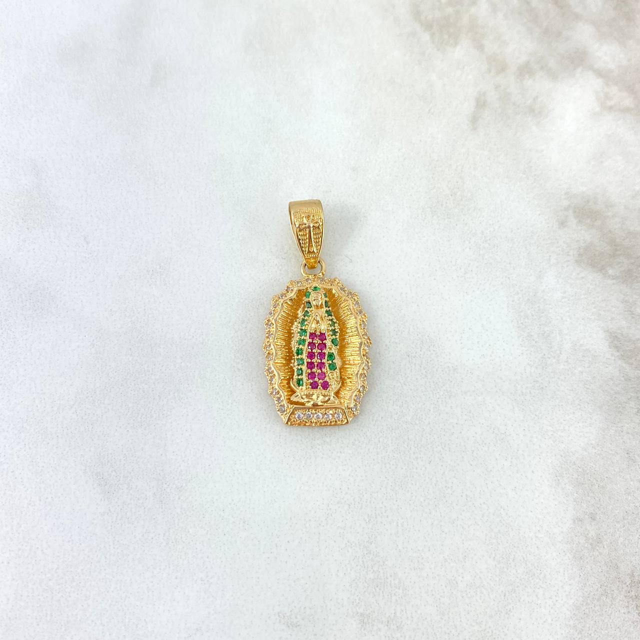 Dije Virgen de Guadalupe 3.7gr / 3cm / Circones Blancos-Verdes-Fucsias Oro Amarillo *