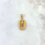 Dije Virgen de Guadalupe 3.7gr / 3cm / Circones Blancos-Verdes-Fucsias Oro Amarillo *