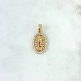 Dije Virgen de Guadalupe 2.4gr / 1.6cm / Circones Blancos-Verdes-Fucsias Oro Amarillo *