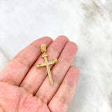 Dije Cruz Clavos 3.5gr / 3.9cm / Circones Blancos Oro Amarillo