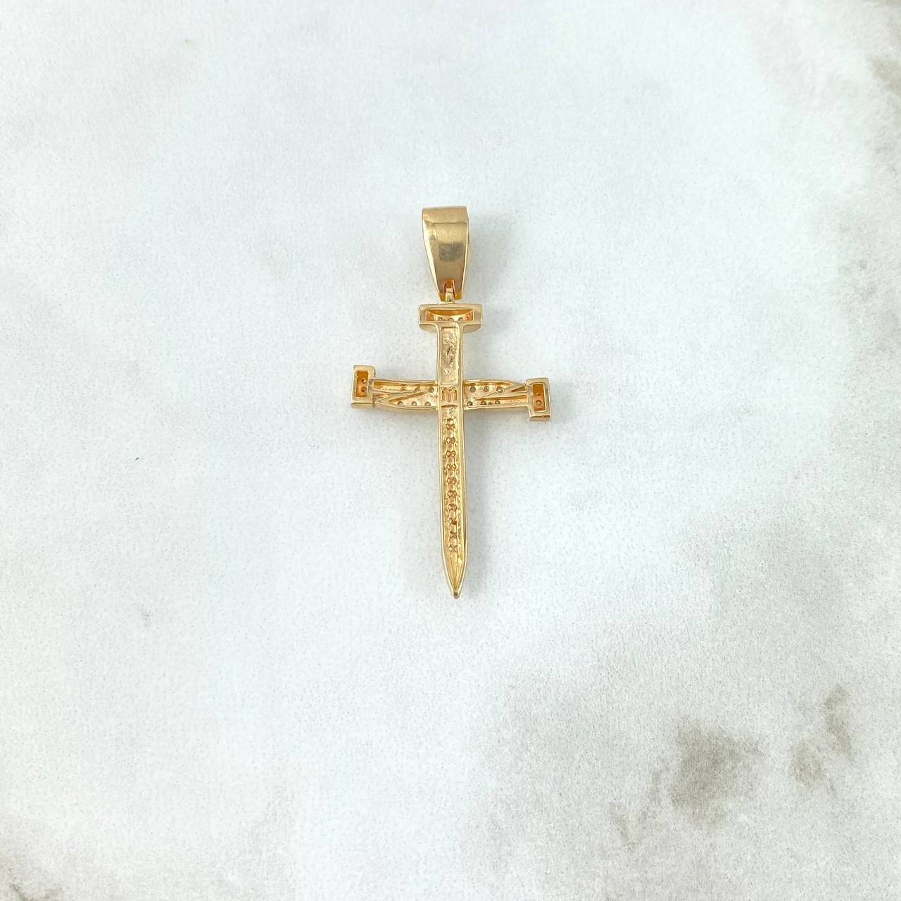 Dije Cruz Clavos 3.5gr / 3.9cm / Circones Blancos Oro Amarillo