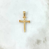 Dije Cruz Clavos 3.5gr / 3.9cm / Circones Blancos Oro Amarillo