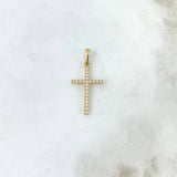 Dije Cruz 1.2gr / 3cm / Circones Blancos Oro Amarillo *