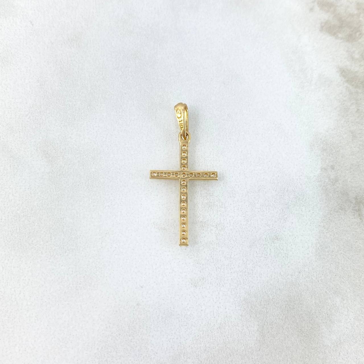 Dije Cruz 1.2gr / 3cm / Circones Blancos Oro Amarillo *