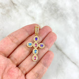 Dije Cruz Tupida 5gr / 4.5cm / Circones de Colores Oro Amarillo *
