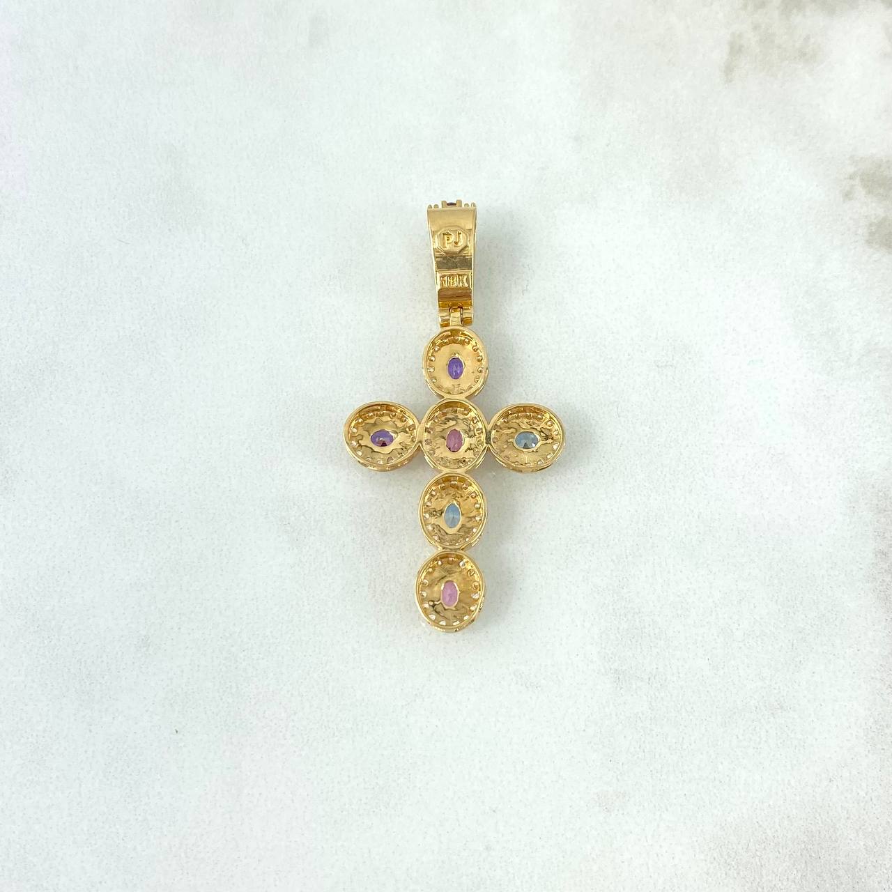 Dije Cruz Tupida 5gr / 4.5cm / Circones de Colores Oro Amarillo *