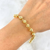 Pulso Tipo Militar 6.3gr / 18.5cm / 6mm Bolas Diamantadas Oro Amarillo (Oferta)