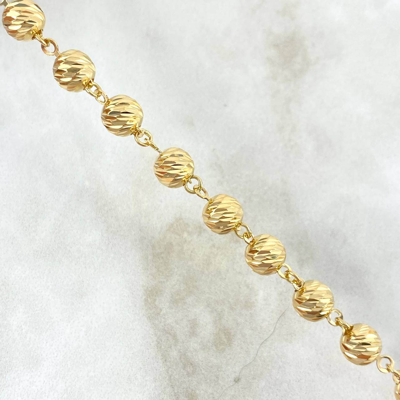 Pulso Tipo Militar 6.3gr / 18.5cm / 6mm Bolas Diamantadas Oro Amarillo (Oferta)