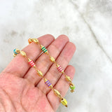 Tobillera Rustico 6.65gr / 26cm / 5mm Cauchos Verdes Colores Oro Amarillo