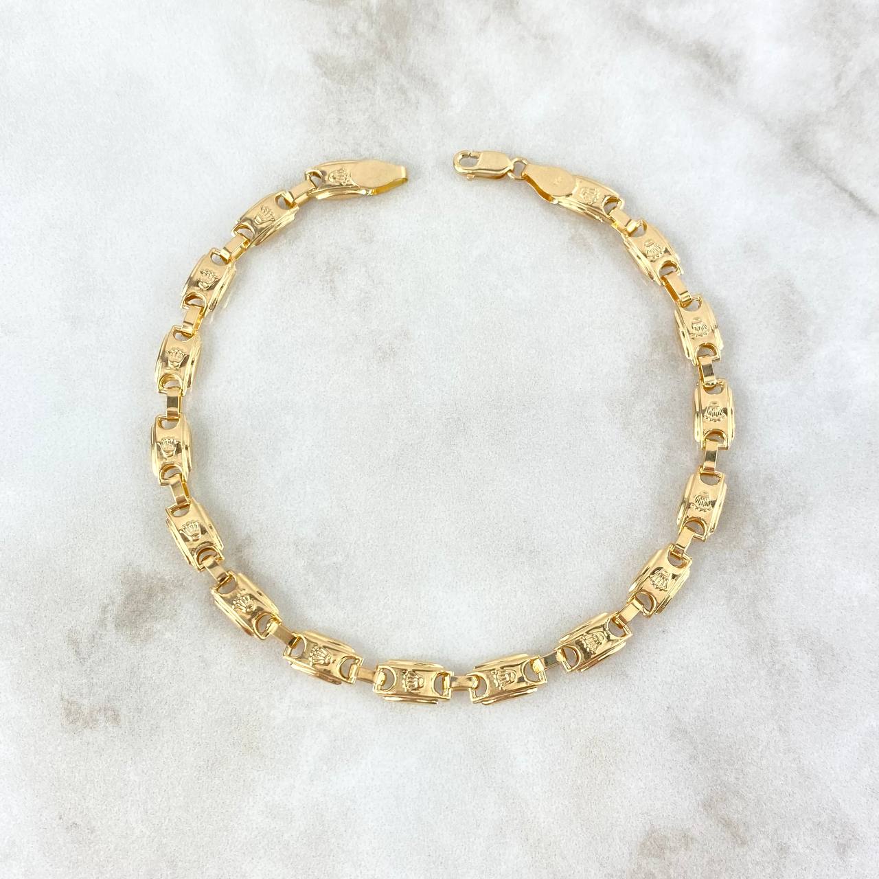 Pulso Eslabon Coronas 4.95gr / 20.5cm / 5mm Oro Amarillo ©