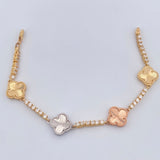 Pulso Tennis Trebol 10.2gr / 16.8cm / 2mm Tres Oros 18K +
