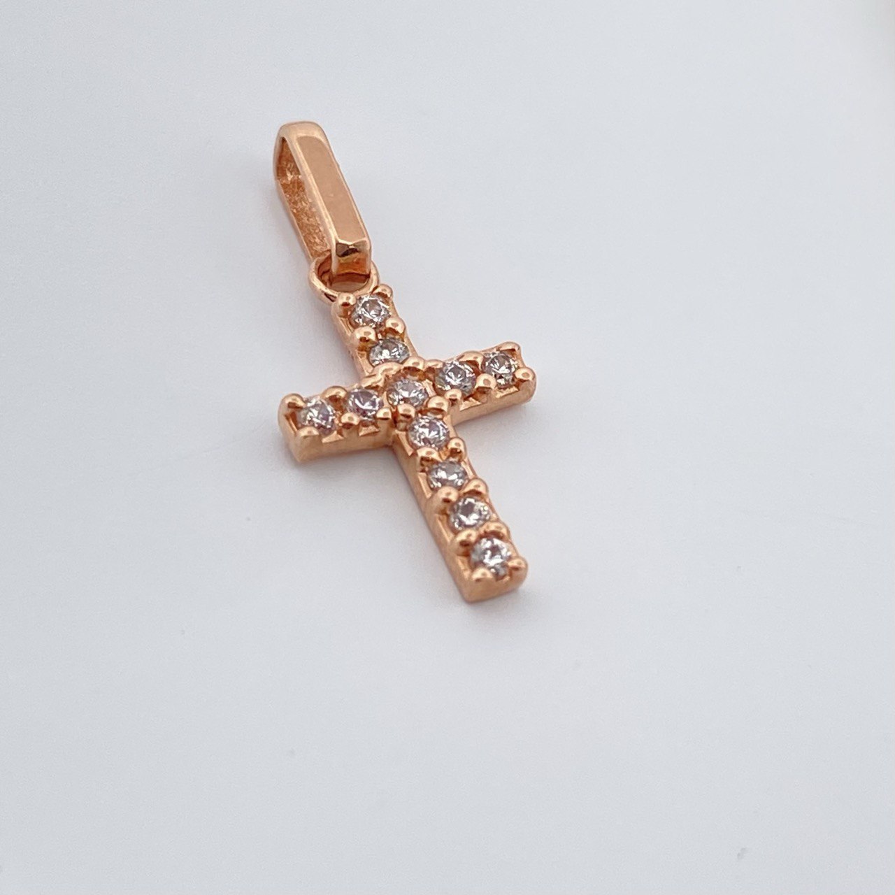 Dije Cruz Punteado 0.6gr / 1.8cm-Oro Rosa 18K +