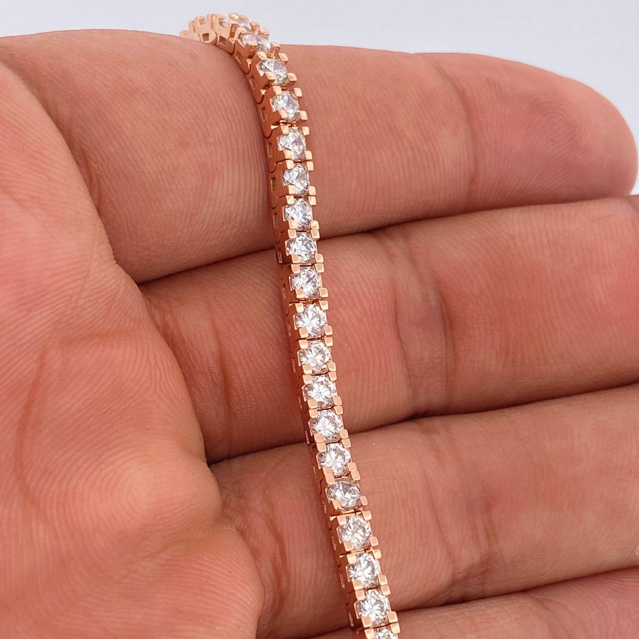 Pulso Tennis 12.65gr / 16.5cm / 3mm Oro Rosa 18K %