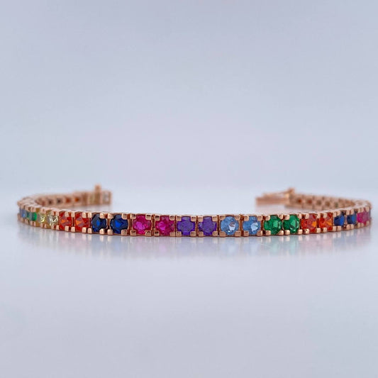 Pulso Tennis 13.5gr / 15.9cm / 3mm Oro Rosa 18K %