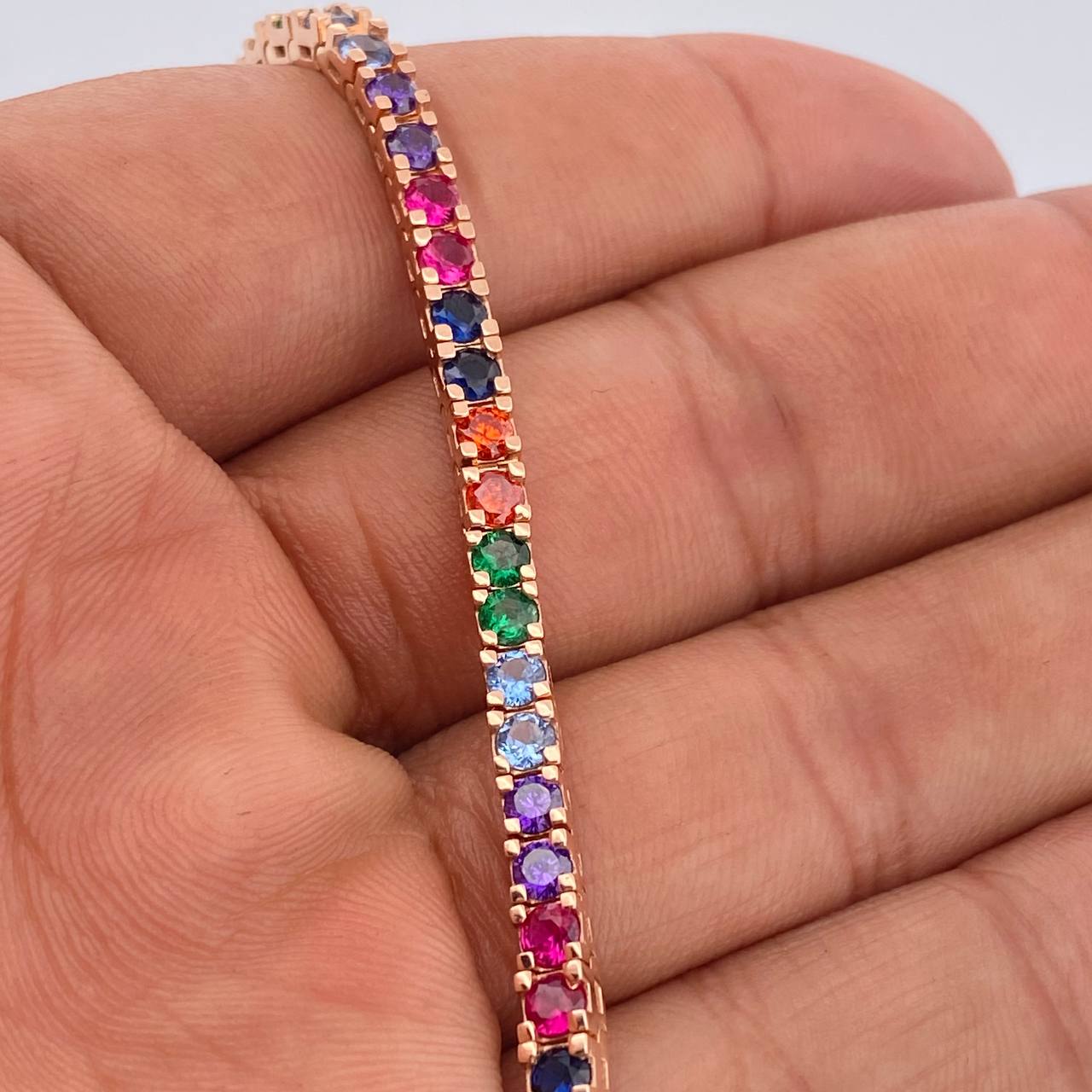 Pulso Tennis 13.5gr / 15.9cm / 3mm Oro Rosa 18K %