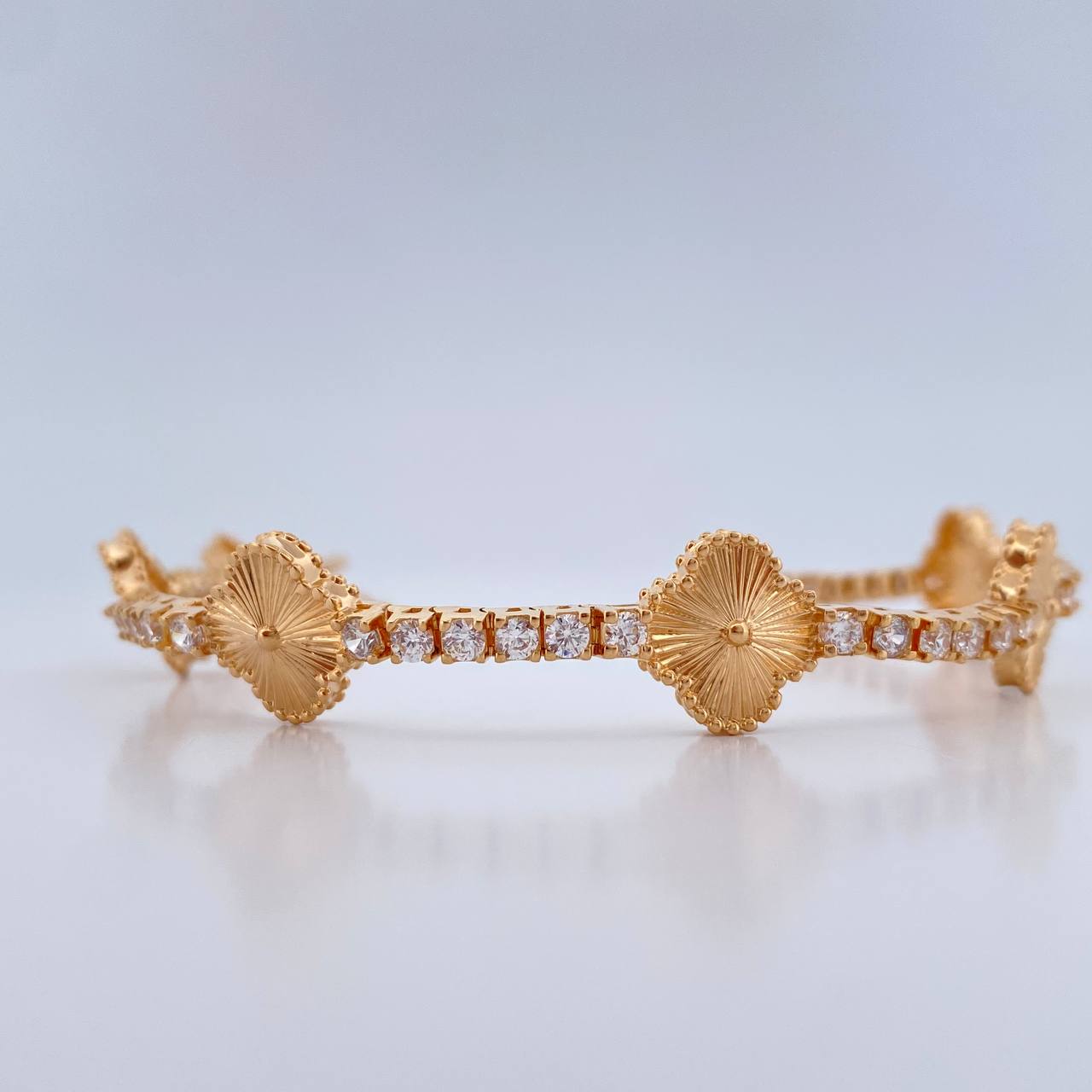 Pulso Tennis Trebol 14.8gr / 17.2cm / 3mm Oro Amarillo 18K +