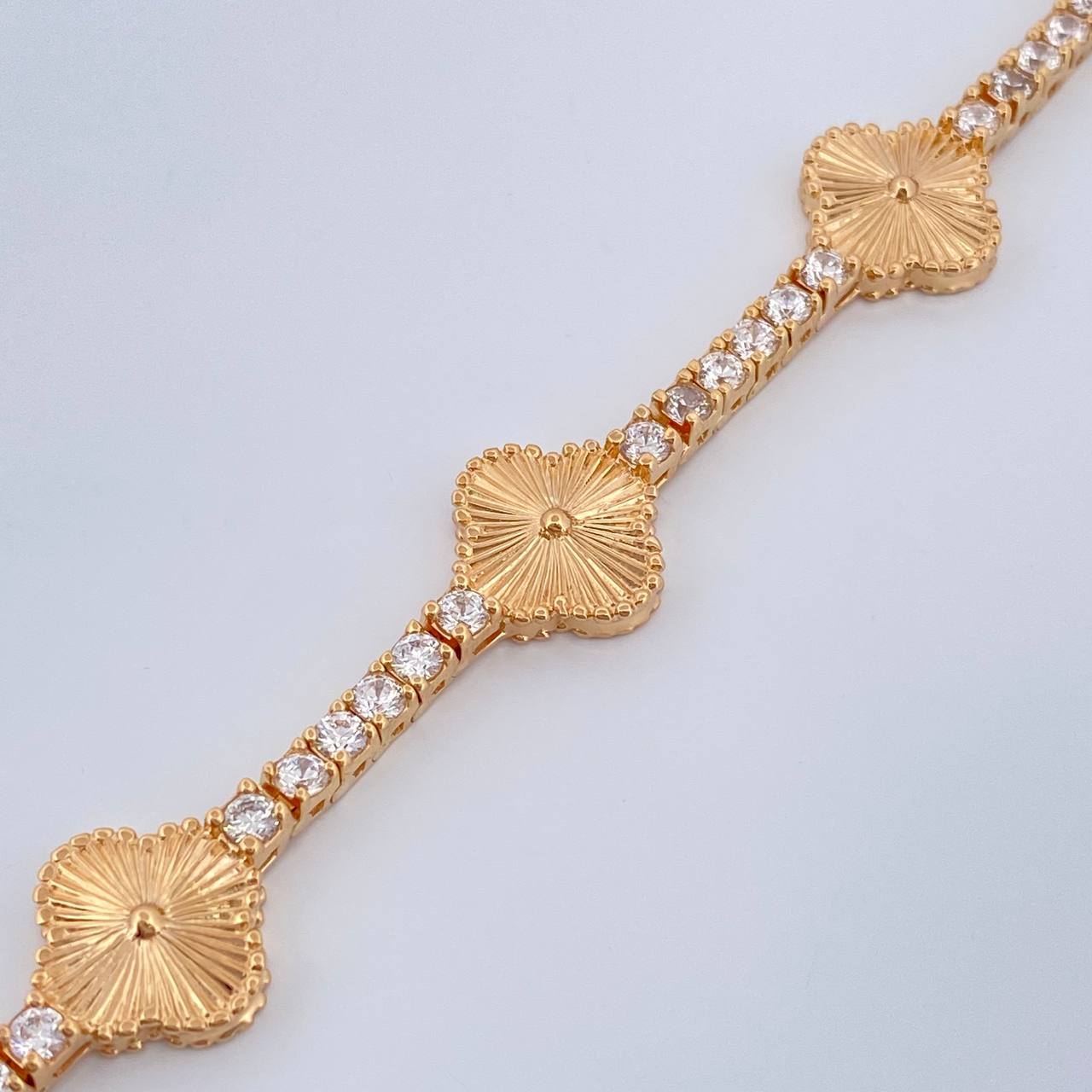 Pulso Tennis Trebol 14.8gr / 17.2cm / 3mm Oro Amarillo 18K +