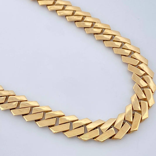 Cadena Cubana 50.3gr / 61.8cm / 8mm Dos Oro Amarillo Blanco 18K +