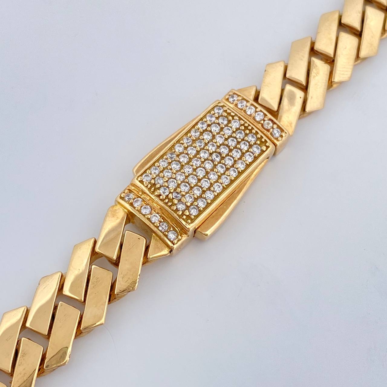 Cadena Cubana 50.3gr / 61.8cm / 8mm Dos Oro Amarillo Blanco 18K +
