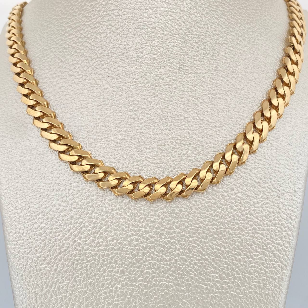 Cadena Cubana 50.3gr / 61.8cm / 8mm Dos Oro Amarillo Blanco 18K +