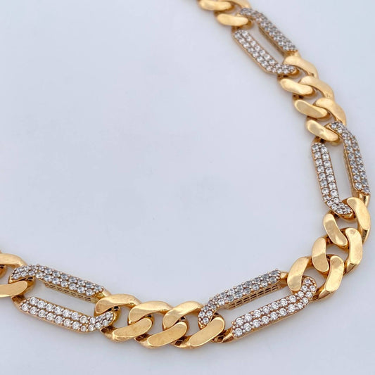 Cadena Figaro 42.55gr / 61.5cm / 7mm Oro Amarillo 18K +