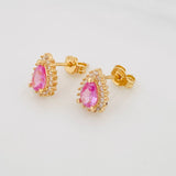 Topos Halo Lagrima 2.4g / 7.6mm Oro Amarillo 18K