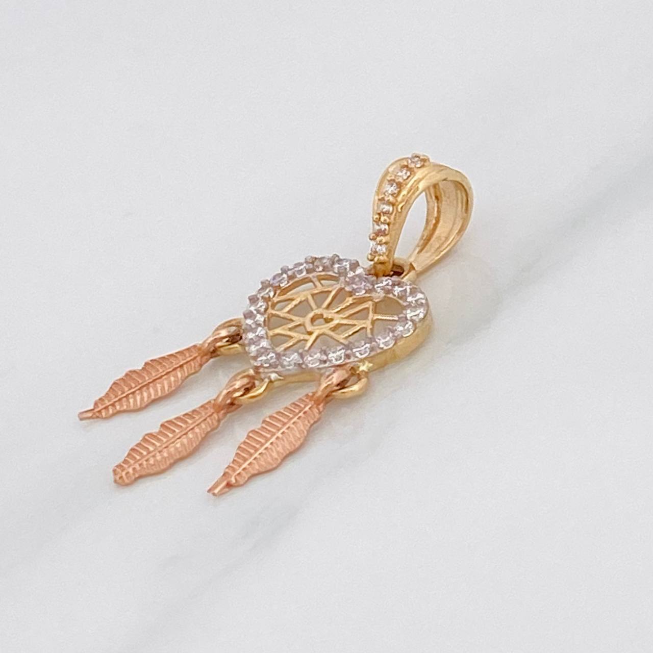 Dije Corazon Atrapa Sueños 1.6g / 3cm Tres Oros 18K