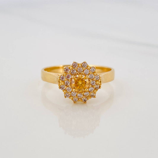 Anillo Halo Flor 3.5g / T6 1/4 Oro Amarillo 18K