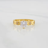 Anillo Solitario Churumbela Flores 2.55g / T5 3/4 Oro Amarillo 18K