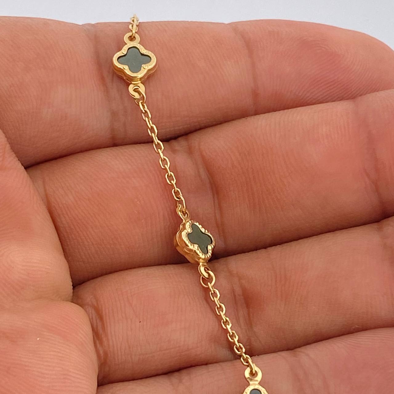 Pulso Trebol Aro Seguido 3.25gr / 18.8cm / 1mm Oro Amarillo +4 18K +