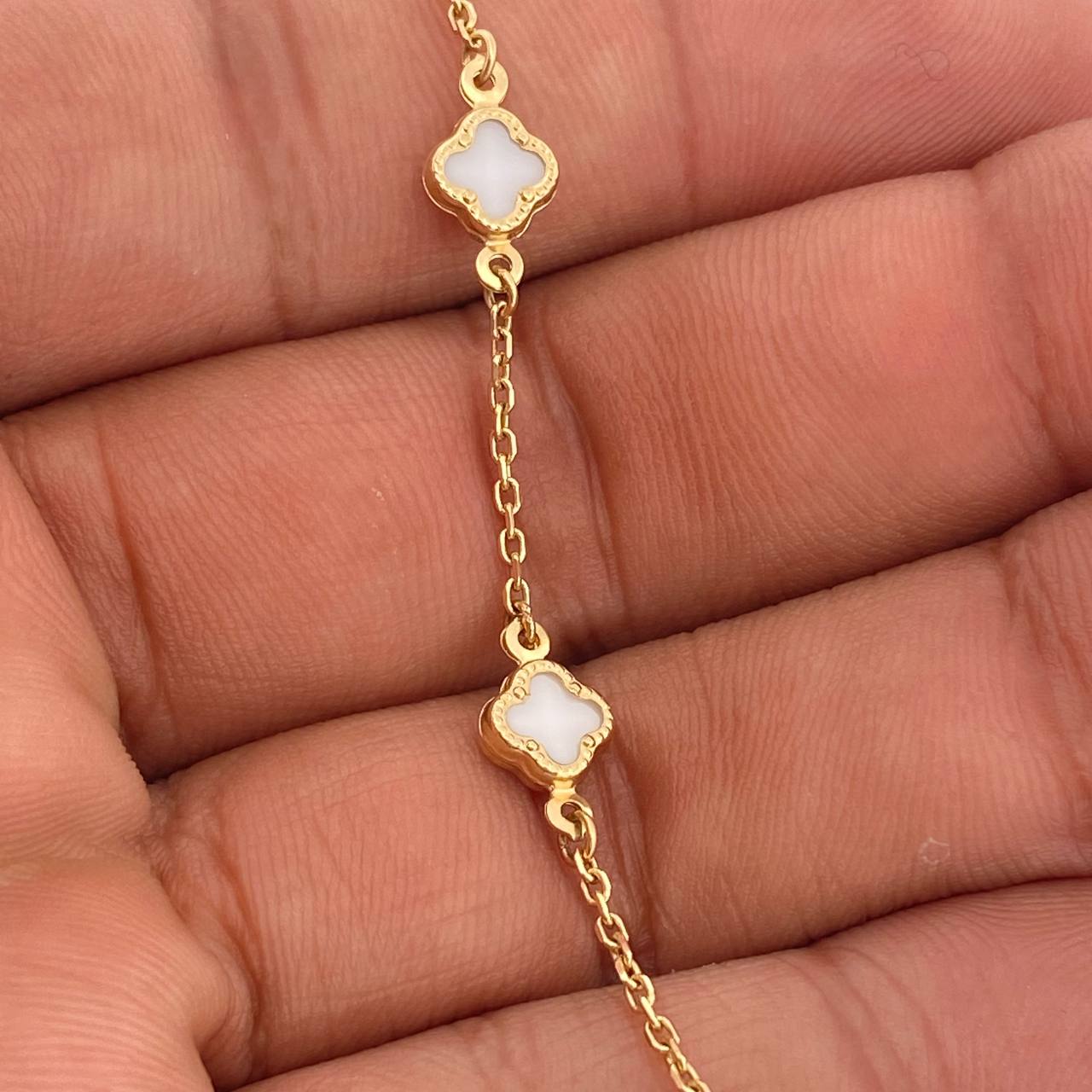Pulso Trebol Aro Serguido 3.35gr / 18.4cm / 1mm Oro Amarillo +4 18K +