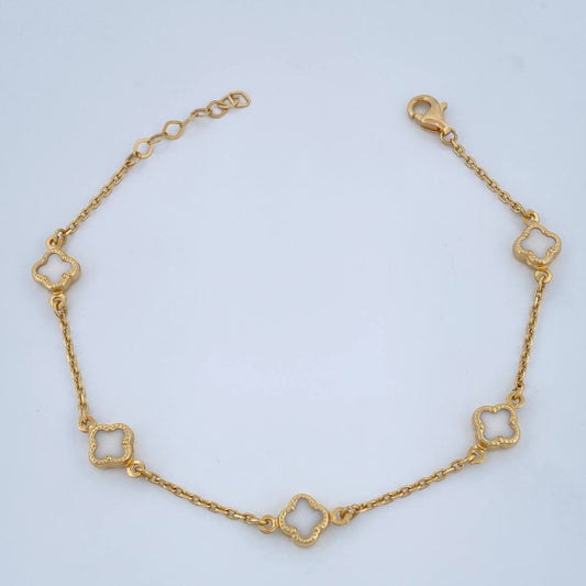 Pulso Trebol Aro Serguido 3.35gr / 18.4cm / 1mm Oro Amarillo +4 18K +