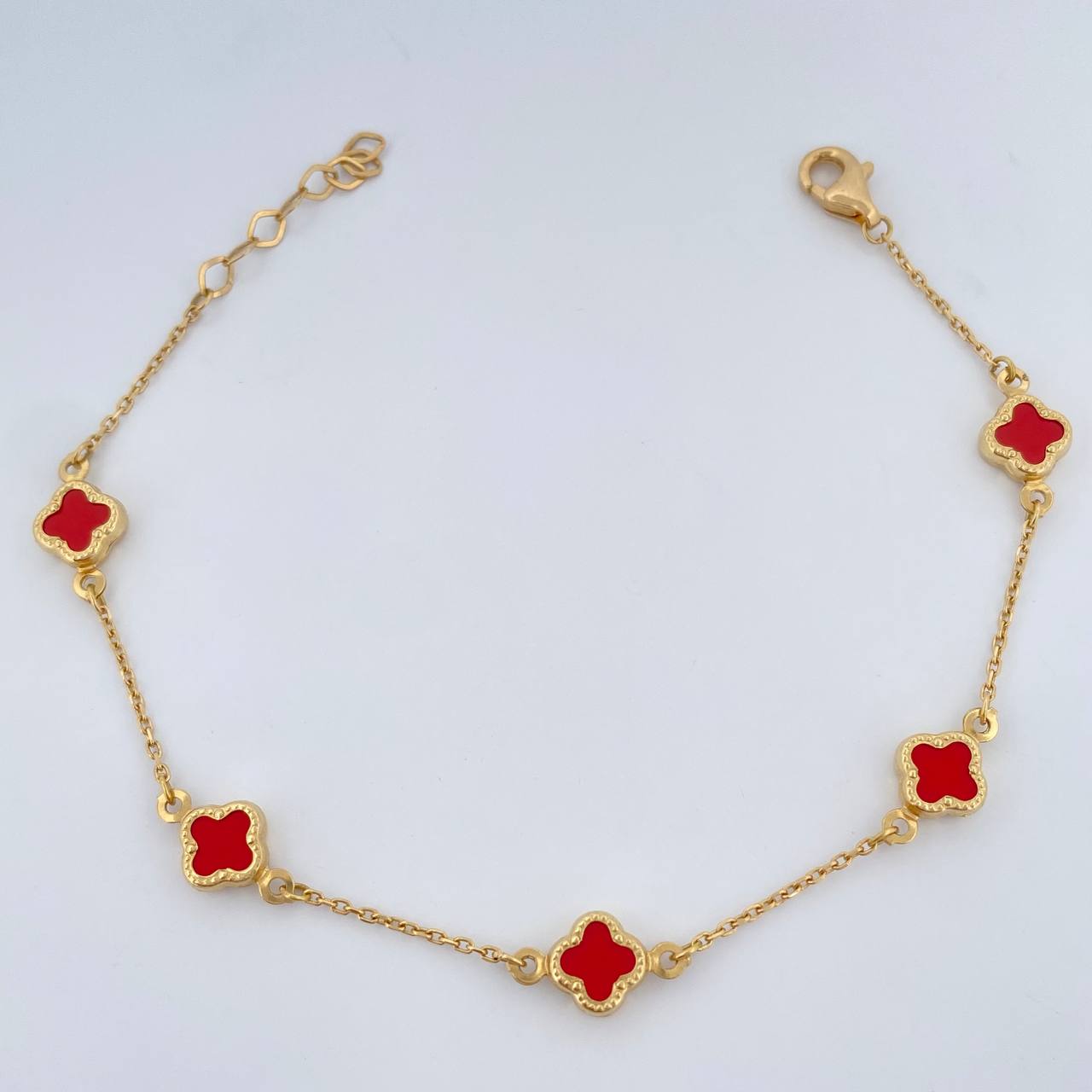 Pulso Trebol Aro Seguido 2.25gr / 17.8cm / 1mm Oro Amarillo +4 18K +