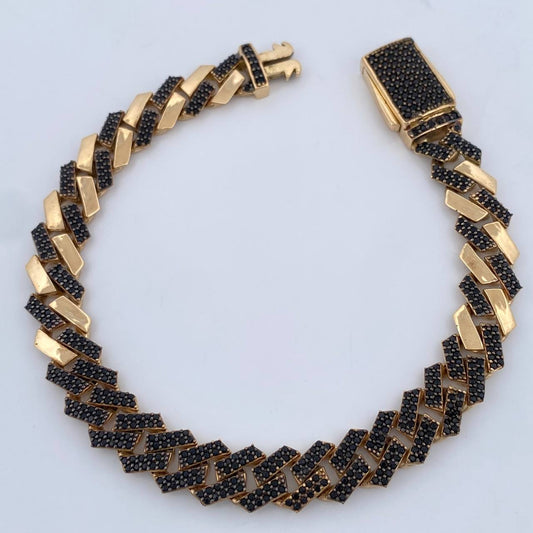 Pulso Cubano 24.45gr / 21.4cm / 9mm Dos Oros Amarillo Negro 18K +