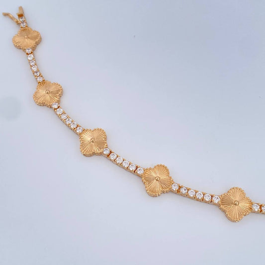 Pulso Tennis Trebol 14.8gr / 17.2cm / 3mm Oro Amarillo 18K +