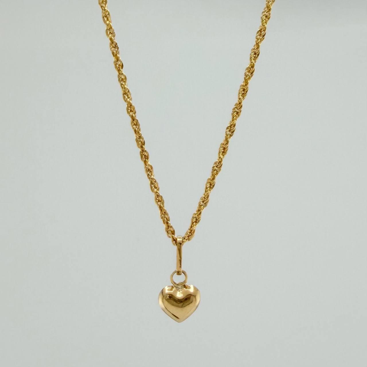 Set Cadena y Dije Lazo + Corazon 1.1gr / 40cm / 1.24mm Oro Amarillo 18K (Oferta) &