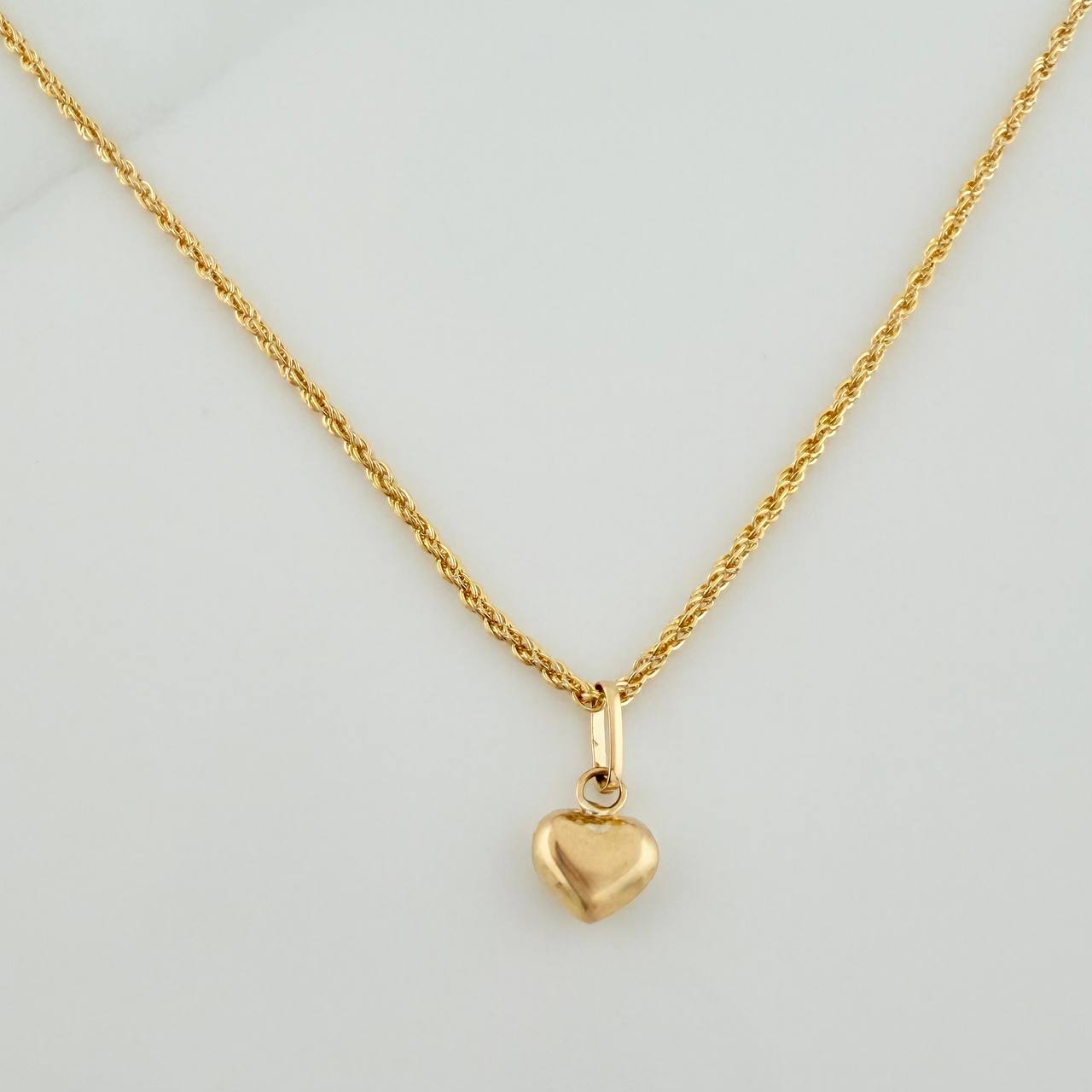 Set Cadena y Dije Lazo + Corazon 1.1gr / 40cm / 1.24mm Oro Amarillo 18K (Oferta) &