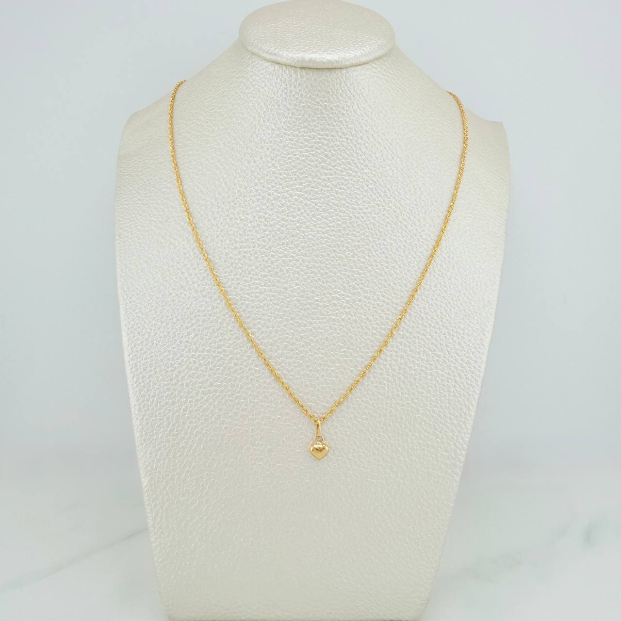 Set Cadena y Dije Lazo + Corazon 1.1gr / 40cm / 1.24mm Oro Amarillo 18K (Oferta) &