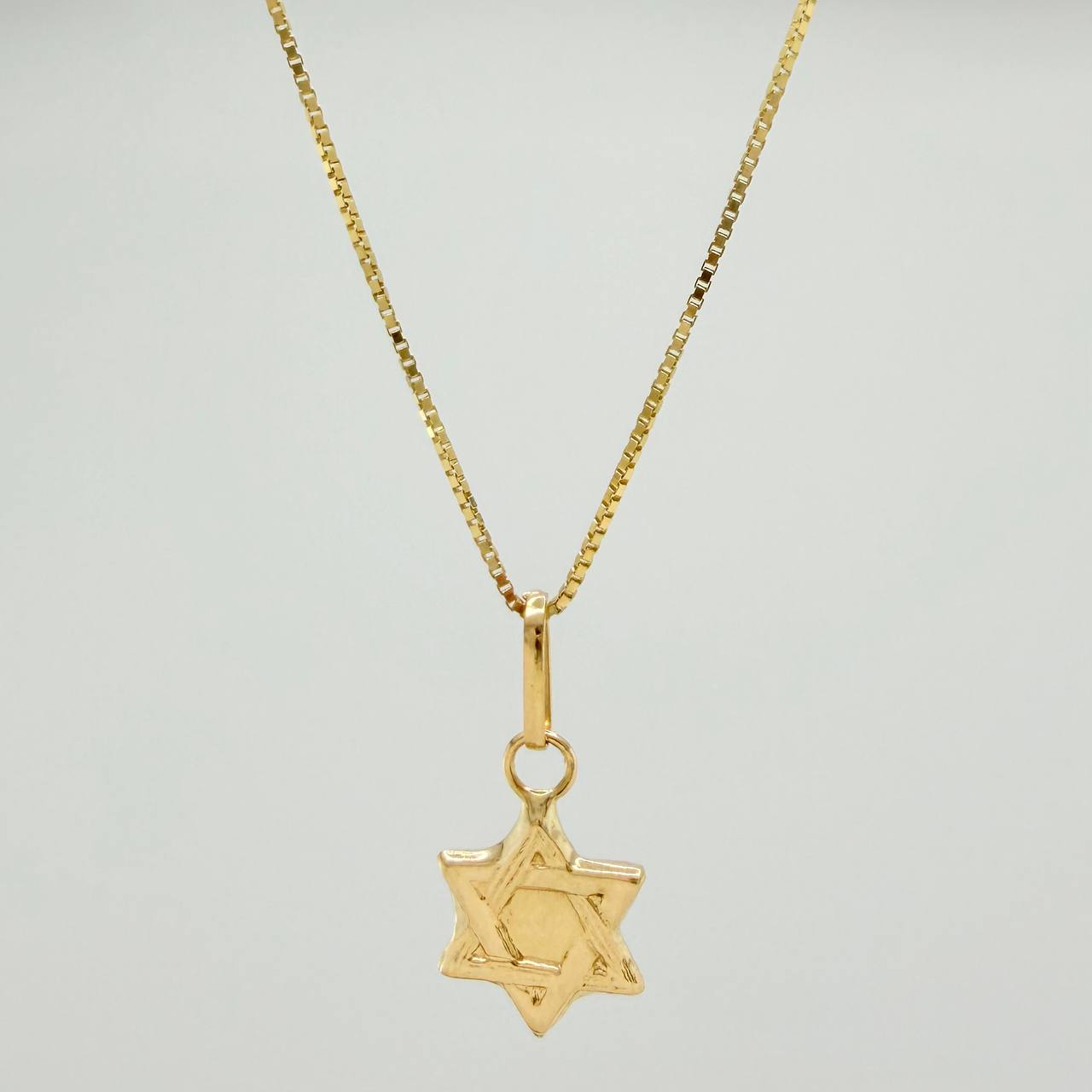 Set Cadena y Dije Veneciana + Estrella David 1.2gr / 45cm / 0.5mm Oro Amarillo 18K (Oferta) &