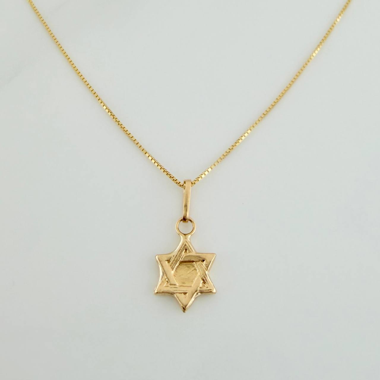 Set Cadena y Dije Veneciana + Estrella David 1.2gr / 40.3cm / 0.49mm Oro Amarillo 18K (Oferta) &