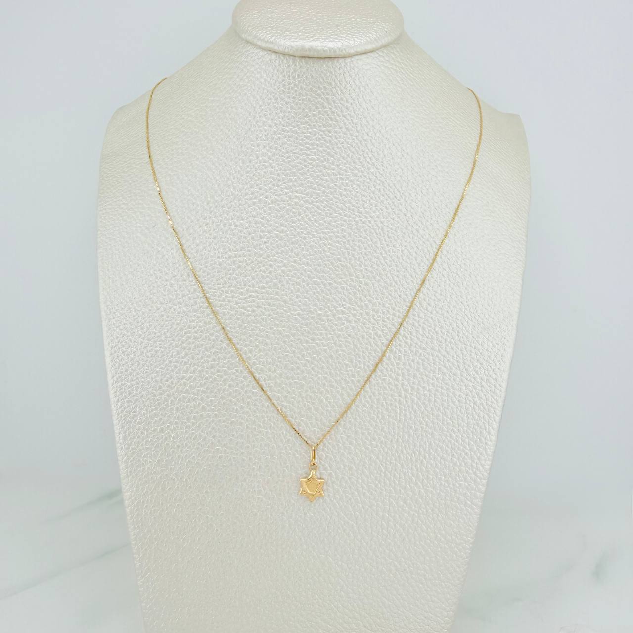 Set Cadena y Dije Veneciana + Estrella David 1.2gr / 40.3cm / 0.49mm Oro Amarillo 18K (Oferta) &