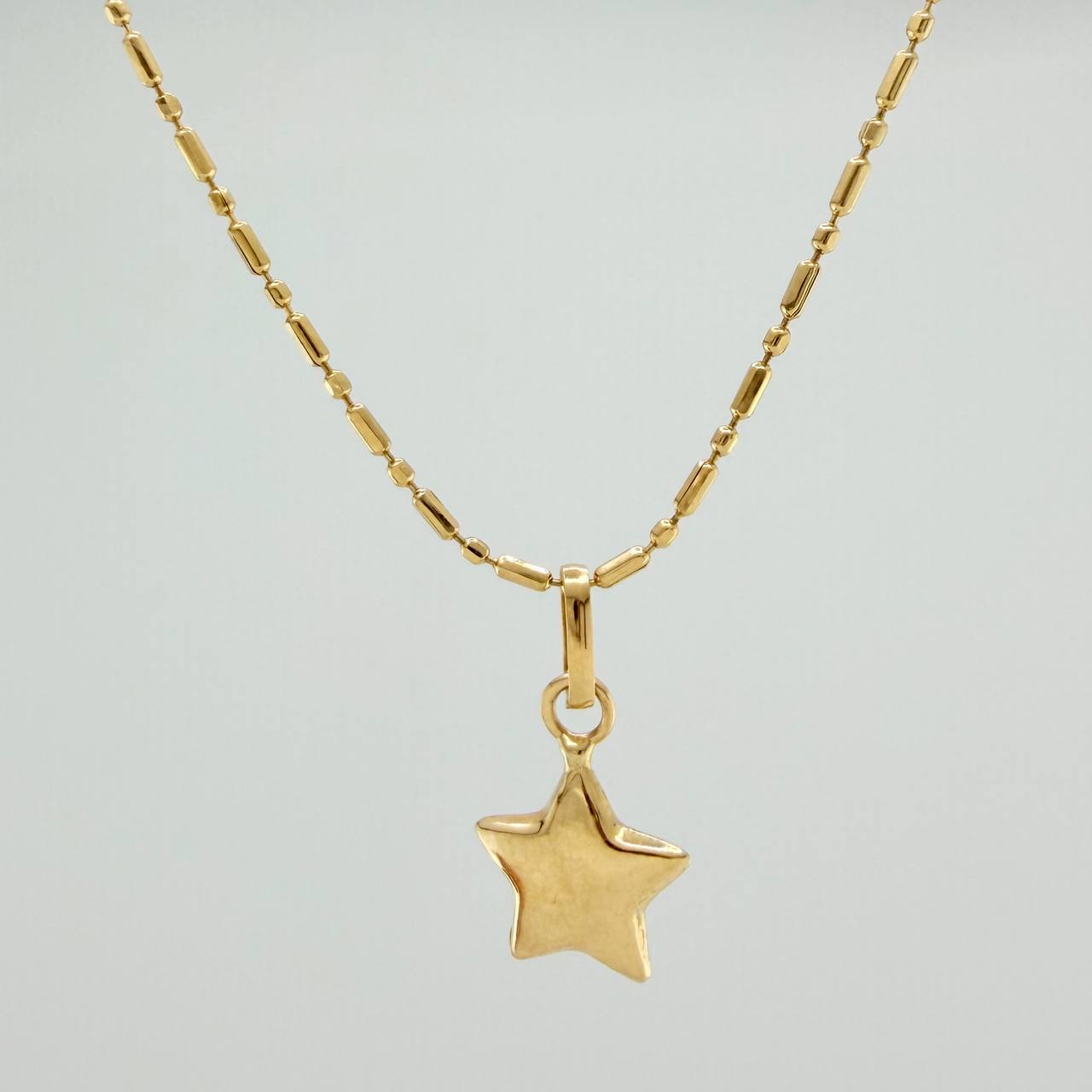 Set Cadena y Dije Morse + Estrella 1.85gr / 45.3cm / 0.73mm Oro Amarillo 18K (Oferta) &