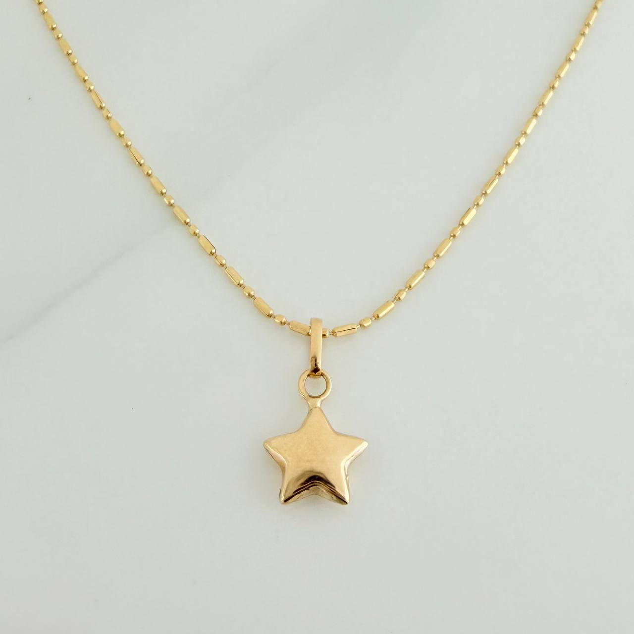 Set Cadena y Dije Morse + Estrella 1.85gr / 45.3cm / 0.73mm Oro Amarillo 18K (Oferta) &