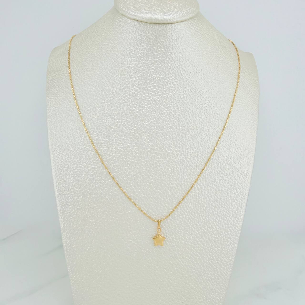 Set Cadena y Dije Morse + Estrella 1.85gr / 45.3cm / 0.73mm Oro Amarillo 18K (Oferta) &