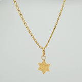 Set Cadena y Dije Espiga + Estrella David 1.95gr / 45.3cm / 1.22mm Oro Amarillo 18K (Oferta) &