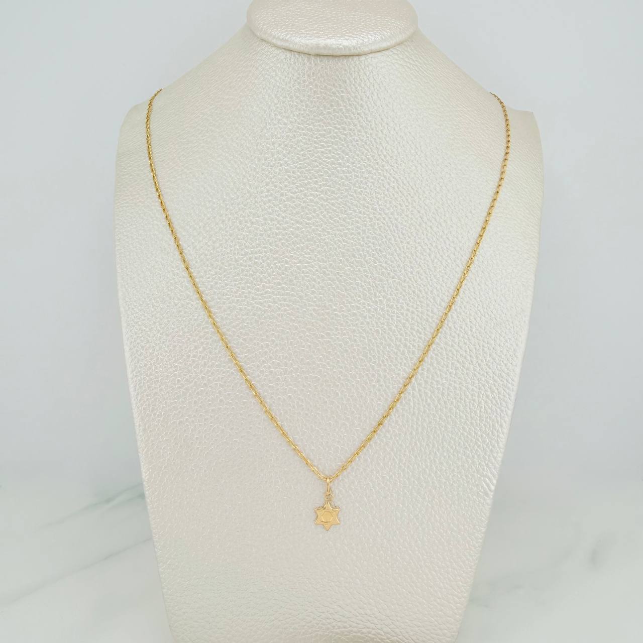 Set Cadena y Dije Espiga + Estrella David 1.95gr / 45.3cm / 1.22mm Oro Amarillo 18K (Oferta) &