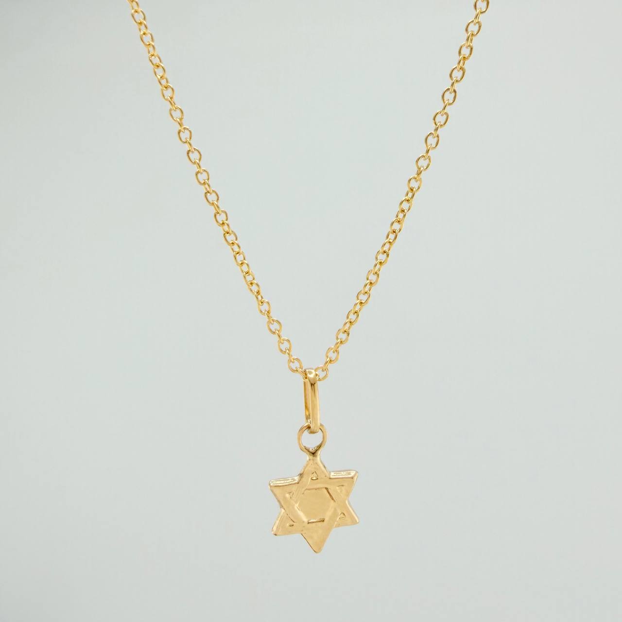 Set Cadena y Dije Aro Seguido + Estrella David 1.6gr / 45.5cm / 1.01mm Oro Amarillo 18K (Oferta) &