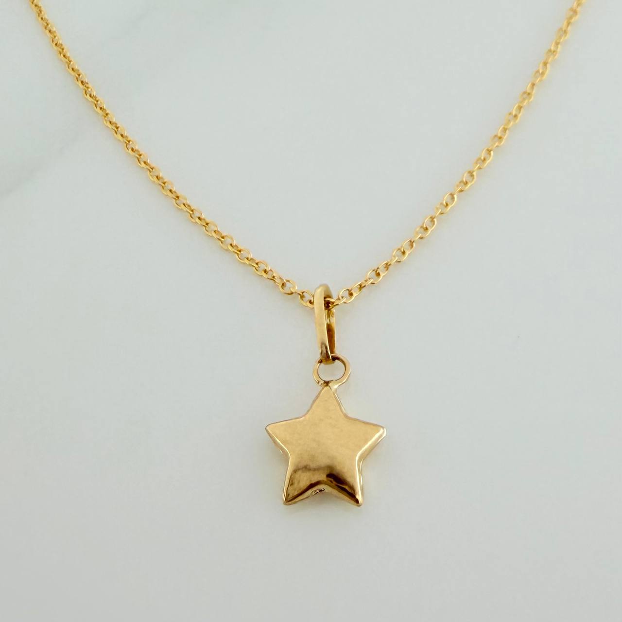 Set Cadena y Dije Aro Seguido + Estrella 1.6gr / 45.4cm / 1mm Oro Amarillo 18K (Oferta) &